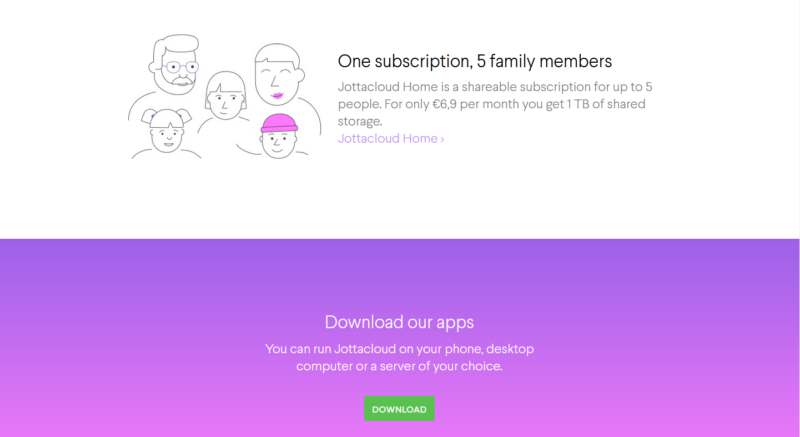 Jottacloud homepage
