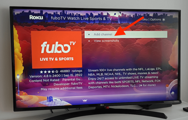 add fubotv channel roku