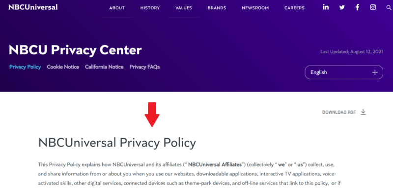nbc privacy policy