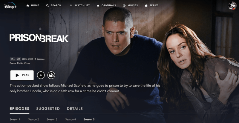 prison break on disney plus