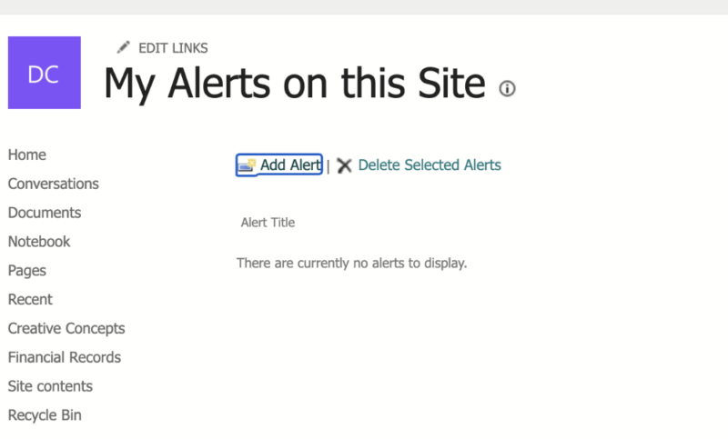 sharepoint choose alert