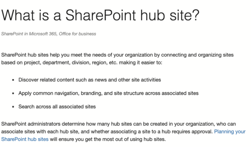 sharepoint hub sites