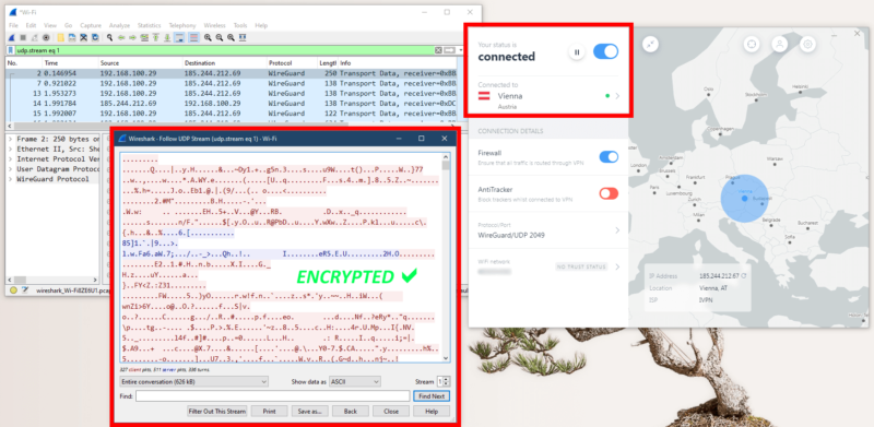 IVPN wireshark encryption test
