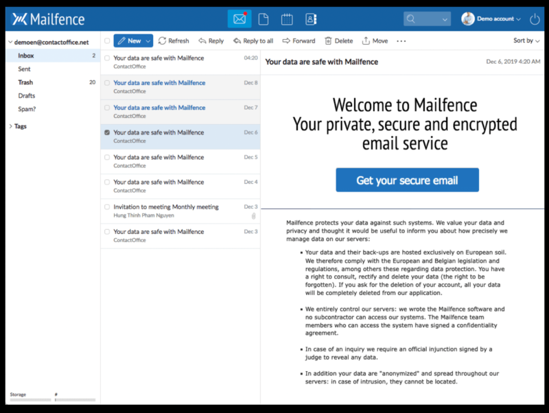 mailfence inbox