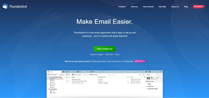 Thunderbird download page