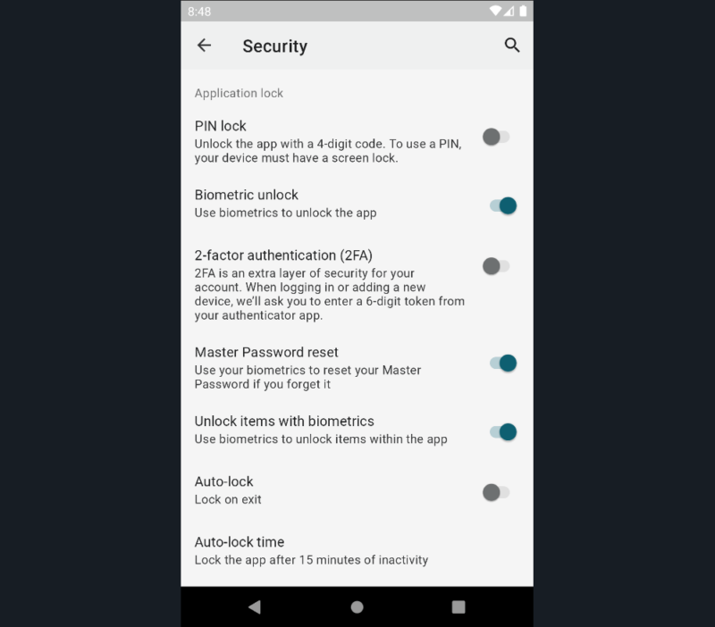 dashlane android enable password recovery