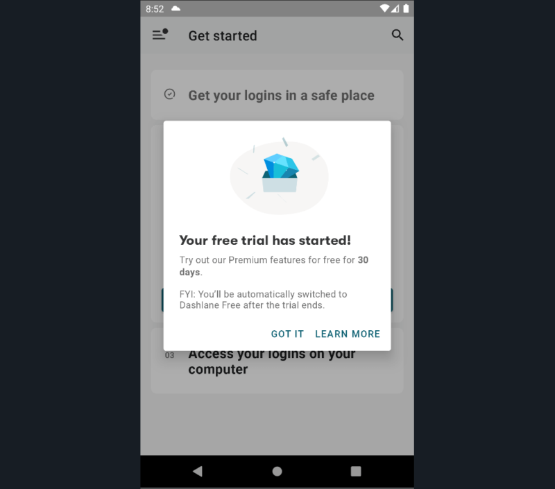 dashlane android free trial