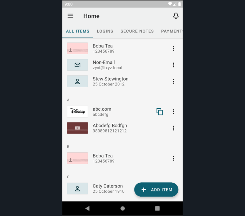 dashlane android secure items