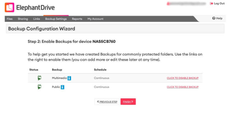 elephant drive nas configuration