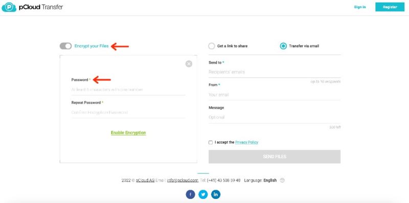 pcloud transfer encryption