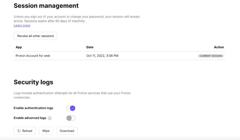 proton drive security settings