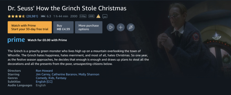 amazon prime uk how the grinch stole christmas