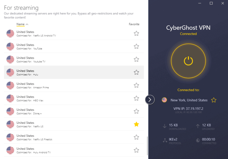 cyberghost vpn streaming servers