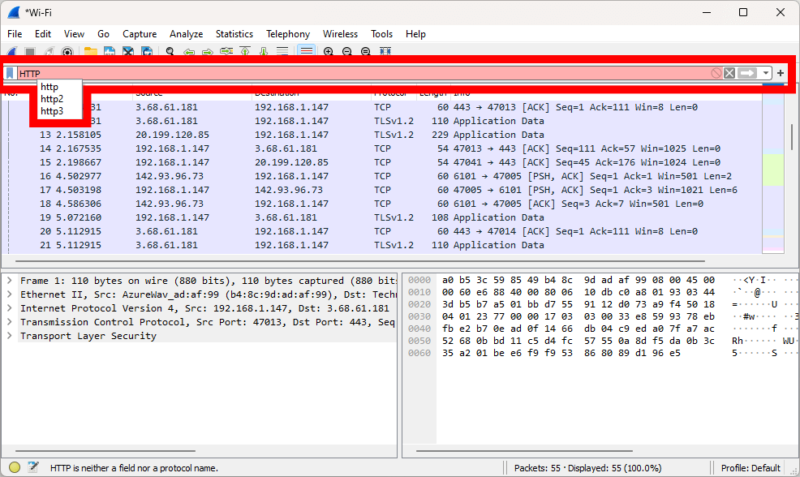 wireshark display filter