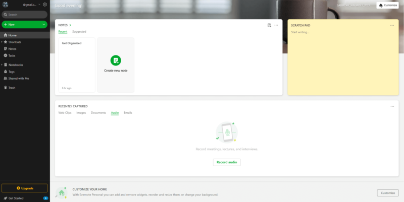 Evernote home