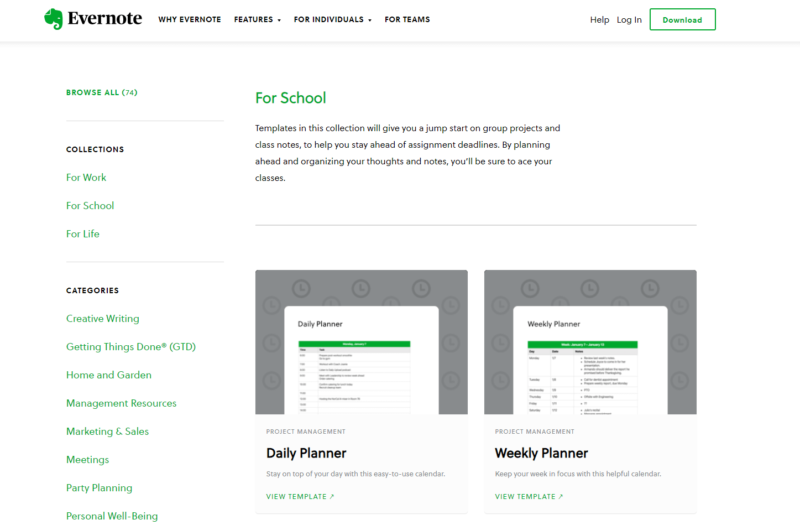 Evernote templates