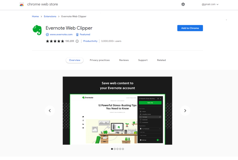 Evernote web clipper