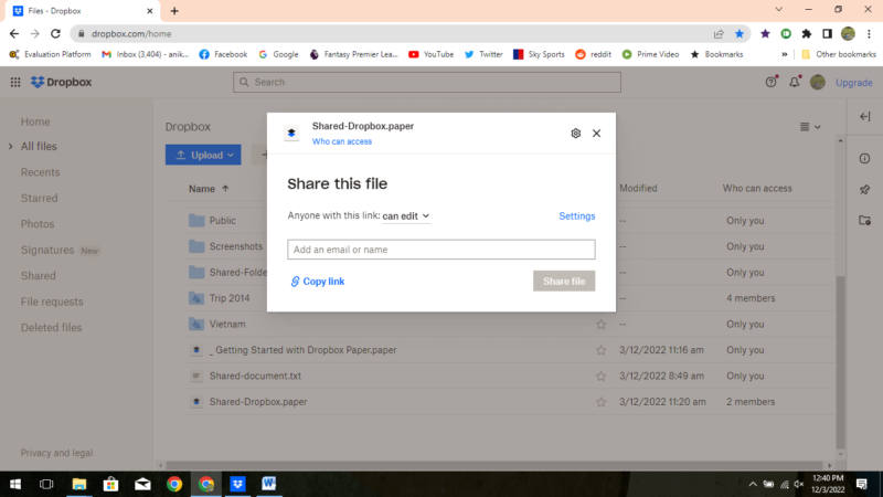 File sharing Window