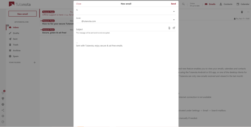 Tutanota compose new email