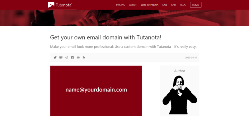 Tutanota custom domain blog post
