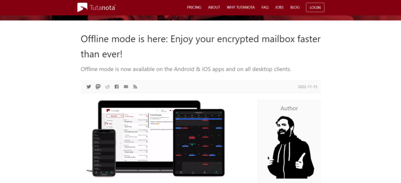 Tutanota offline mode blog post