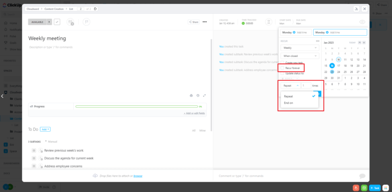 recurrence-length-options recurrence length options