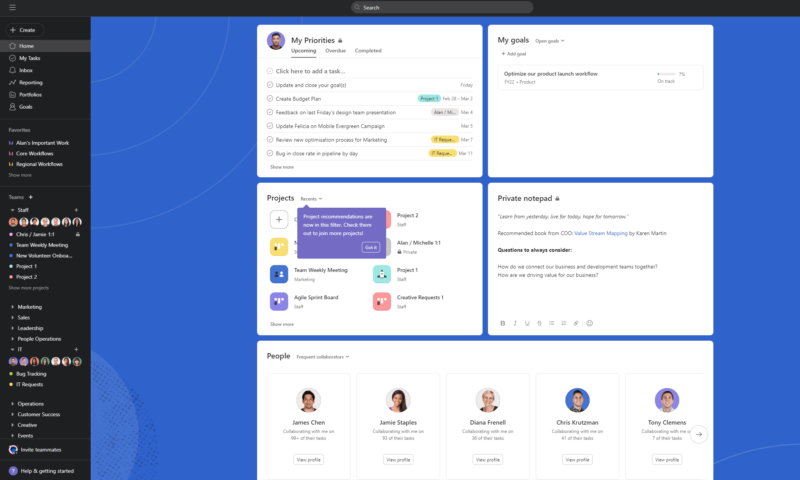 asana user-interface