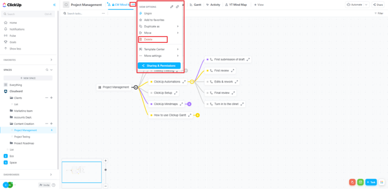 deleting the entire mind map