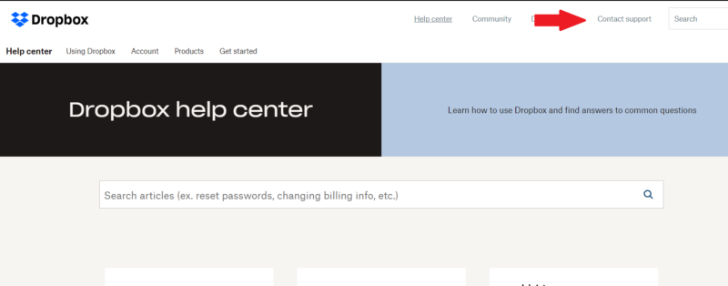 dropbox contact support