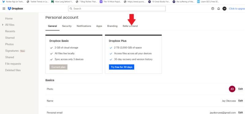 dropbox free refer