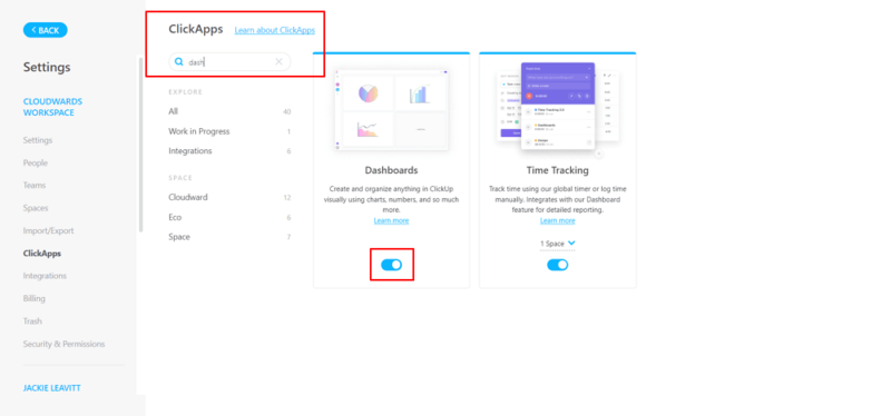 enabling dashboards