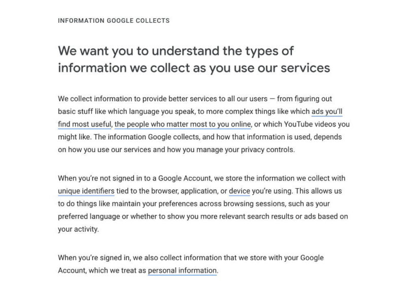 google data collection