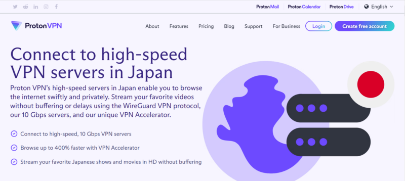 protonvpn japan homepage