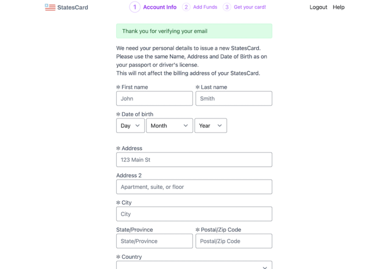 statescard personal information