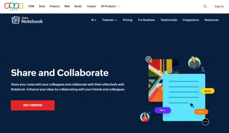 zoho notebook review sharing