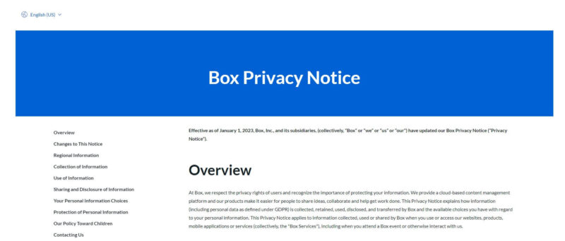 box privacy notice
