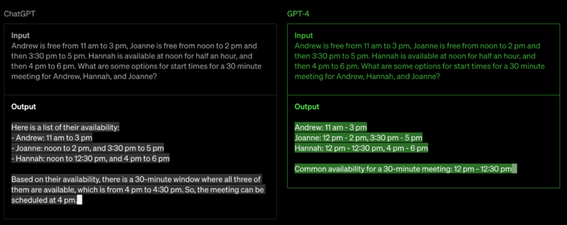 GPT-3 vs GPT-4