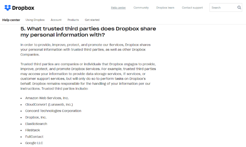 backblaze vs dropbox-privacy policy