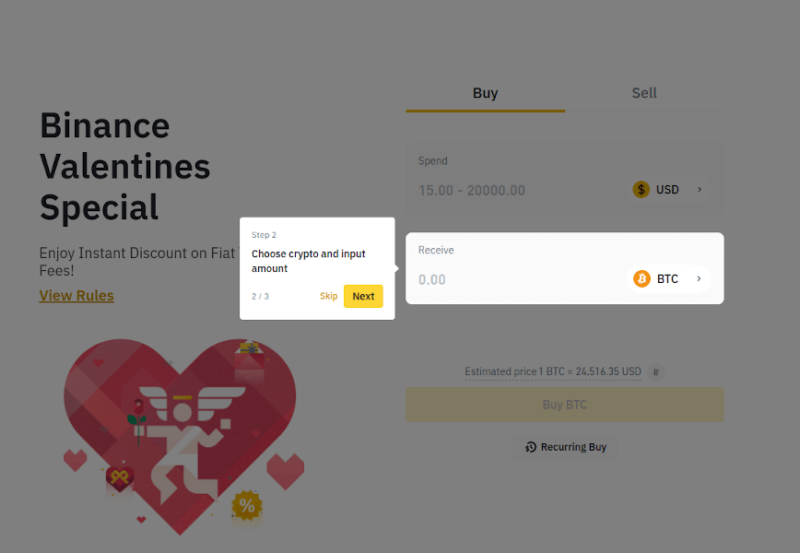 binance popups