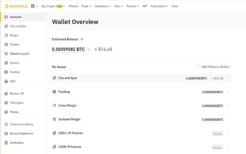 binance wallet view