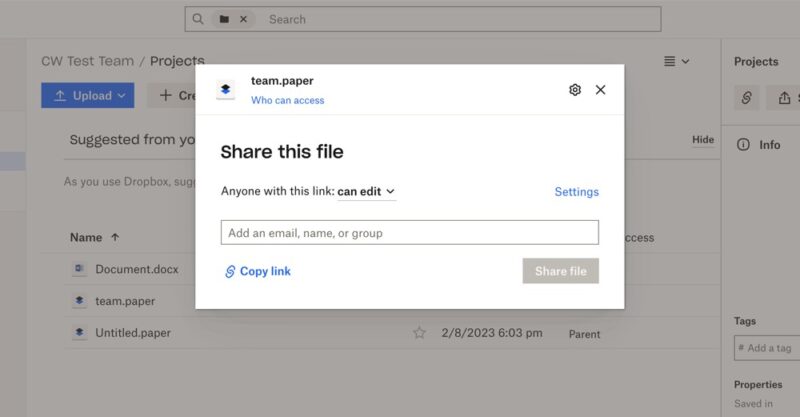 dropbox file share