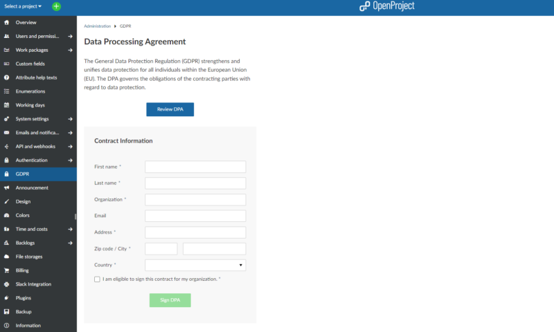 openproject dpa