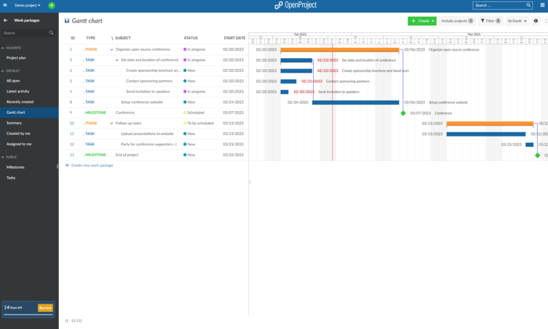 openproject gantt chart