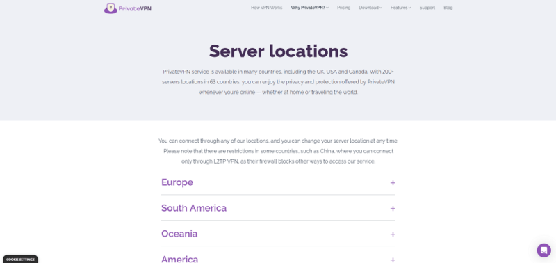 privatevpn locations