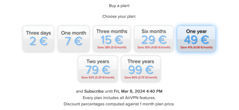 airvpn pricing