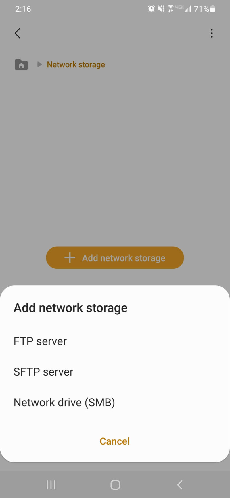 android network storage