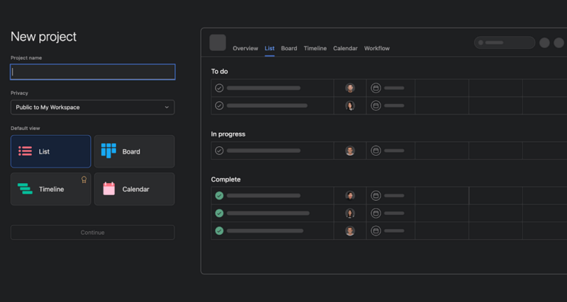 asana basic dashboard