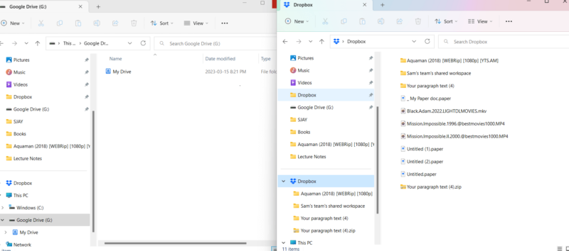 dropbox google sync folders