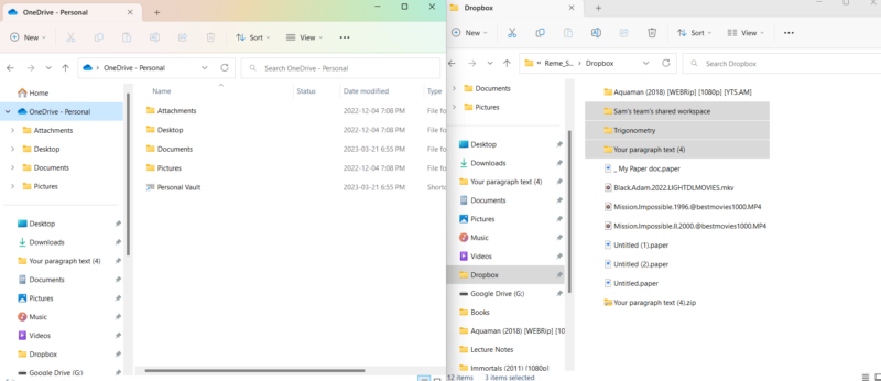 dropbox onedrive drag