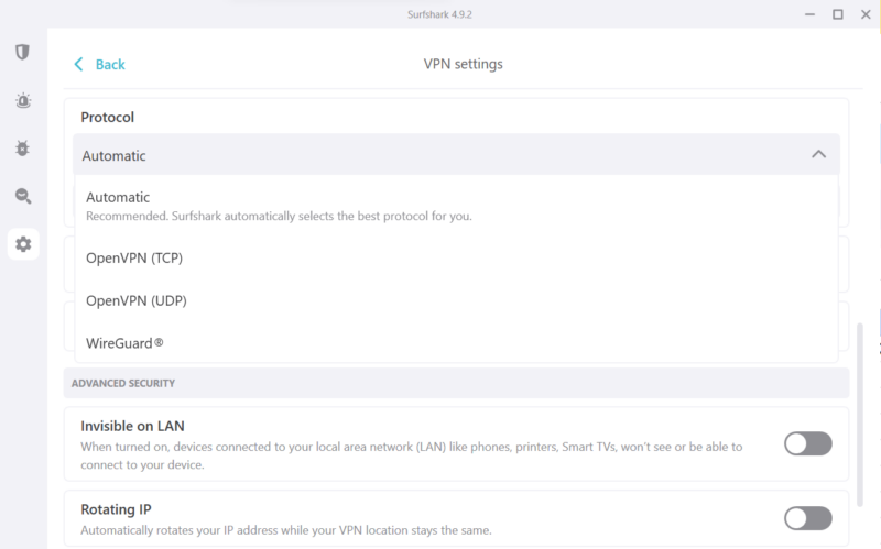 surfshark protocols